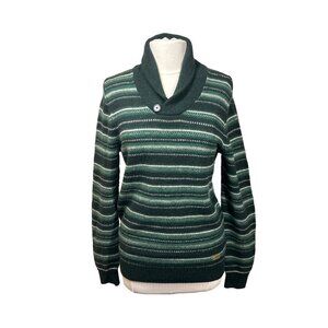 Women's 90's Lambwool Showl Collar Striped Sweater
